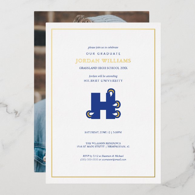 Hilbert College H Foil Invitation (Front/Back)