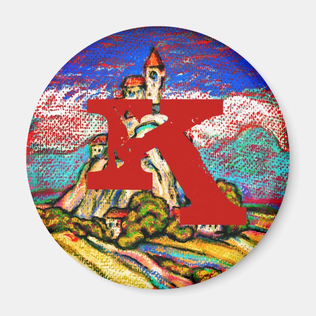 Hill Castle Fantasy Monogram Magnet (Front)