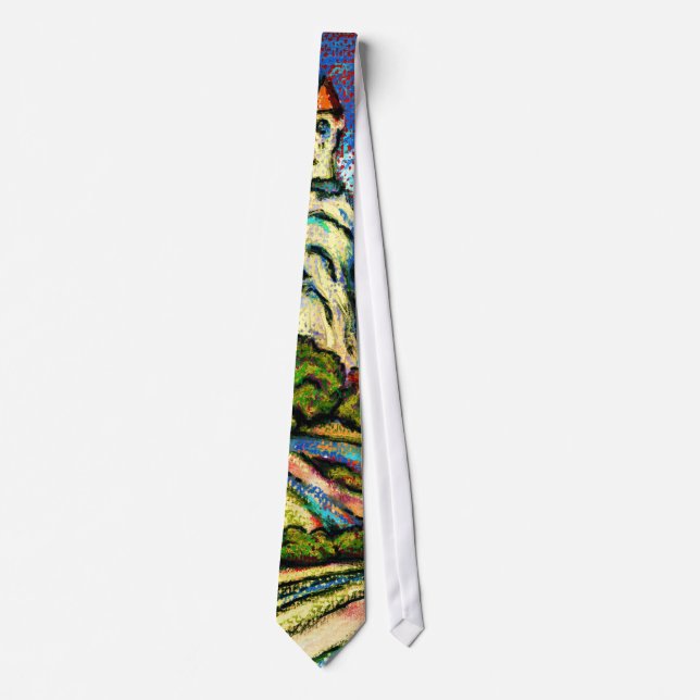 Hill Castle Fantasy Pastel Art Neck Tie (Front)