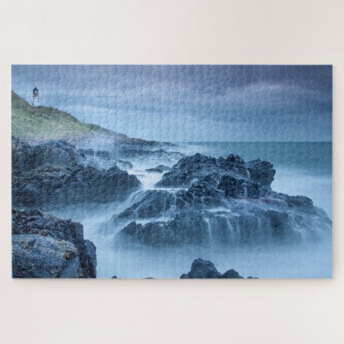 Hill Mountain Lighthouse on a Stormy Sea Jigsaw Puzzle