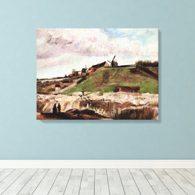 Hill of Montmartre with Quarry by Vincent van Gogh Canvas Print (Insitu(Wood Floor))