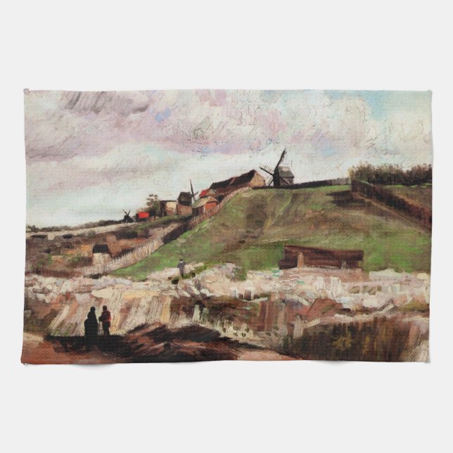 Hill of Montmartre with Quarry by Vincent van Gogh Kitchen Towel (Horizontal)