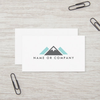 Hill or mountain logo, gray and pale aqua blue business card