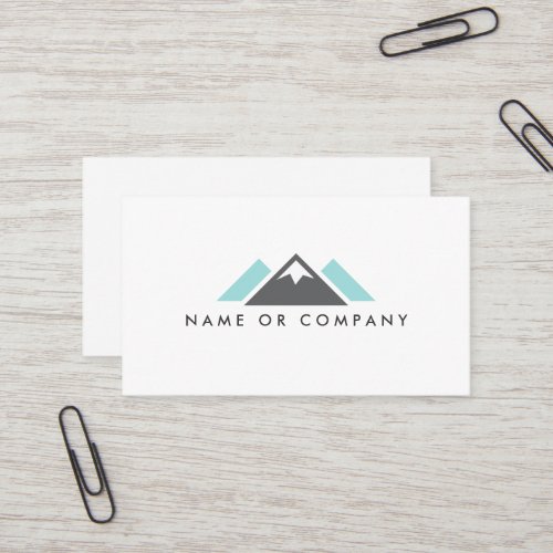 Hill or mountain logo gray and pale aqua blue business card