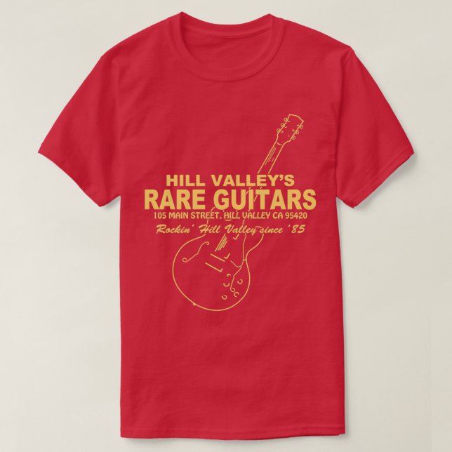 Hill Valley Rare Guitars Rockin Since 85 Gibby T-Shirt (Design Front)
