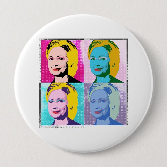 hillary 2016 pop art - -  button (Front)