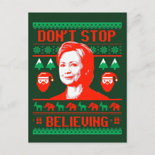Hillary Christmas - Don't Stop Believing - Holiday Postcard