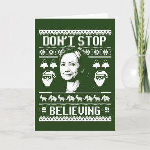 Hillary Christmas - Don't Stop Believing - white - Holiday Card