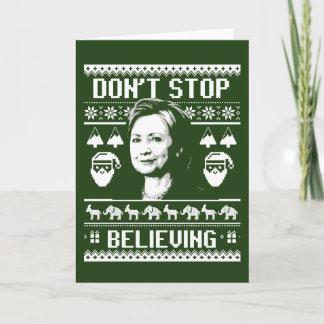 Hillary Christmas - Don't Stop Believing - white - Holiday Card