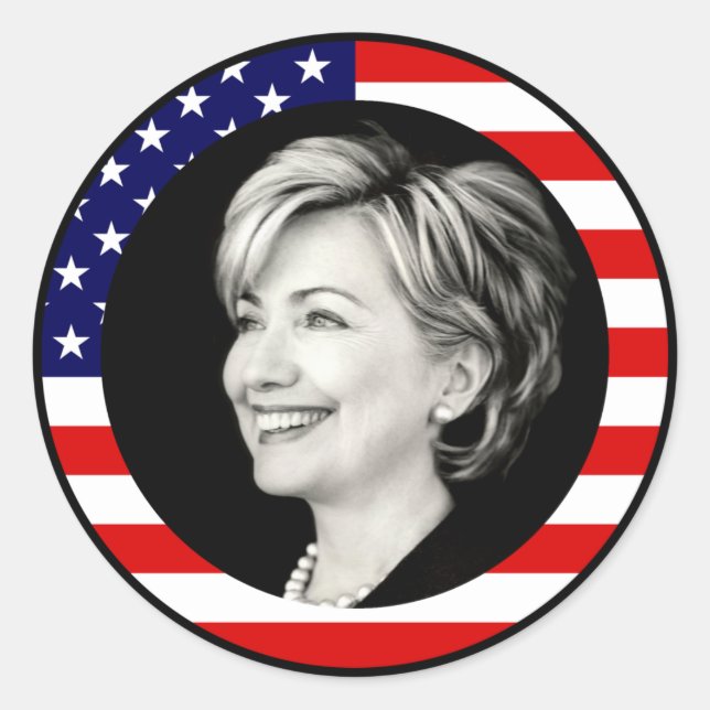 hillary clinton 08. us flag. picturesque. classic round sticker (Front)