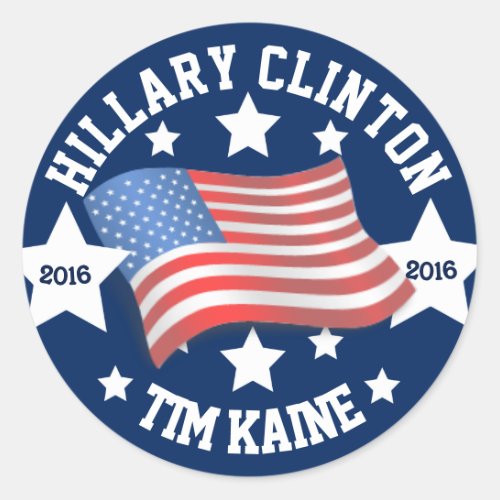 Hillary Clinton and Tim Kaine 2016 Classic Round Sticker