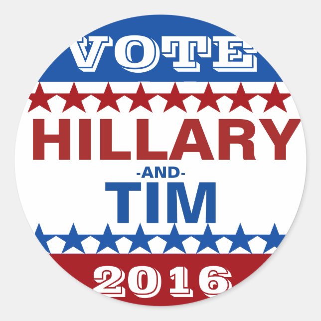 Hillary Clinton and Tim Kaine 2016 Classic Round Sticker (Front)