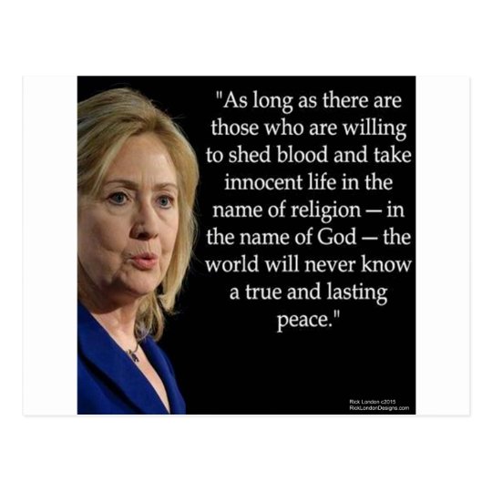 Hillary Clinton Blood Religion Quote Postcard | Zazzle.com