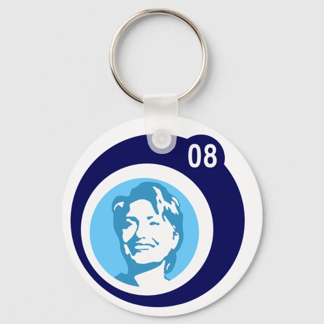 hillary clinton : blue bubbles : keychain (Front)