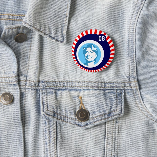 hillary clinton blue bubbles & red rays 2008 button (In Situ)