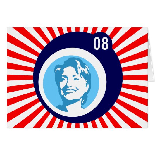 hillary clinton : blue bubbles & red rays : cards (Front Horizontal)