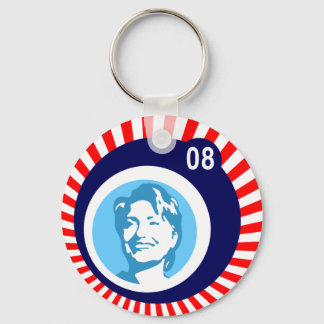 hillary clinton : blue bubbles & red rays : keychain