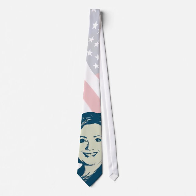 HILLARY CLINTON BLUE HEAD.png Neck Tie (Front)