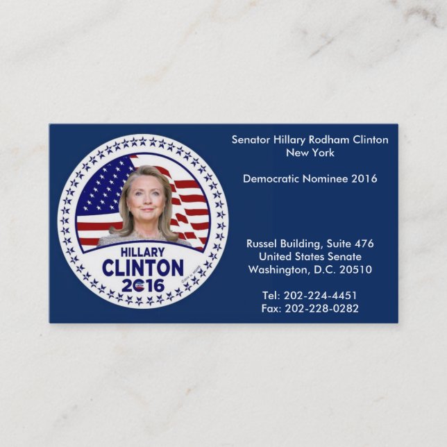Hillary Clinton Business Cards (Front)