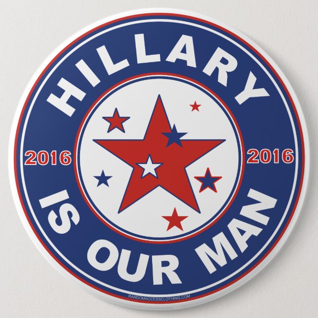 Hillary Clinton button extra large jumbo 6" inches (Front)