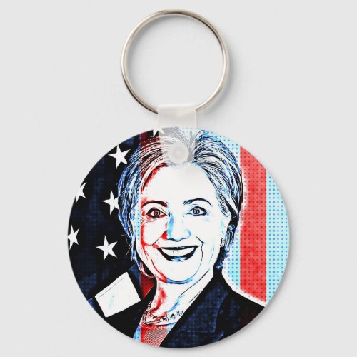 Hillary Clinton Digital Pop Art Key Chain