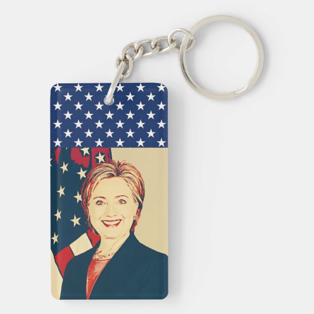 Hillary Clinton Digital Pop Art Key Chain (Back)