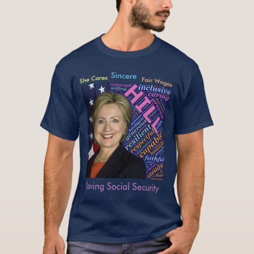Hillary Clinton Flag  Caring Words Basic T_Shirt