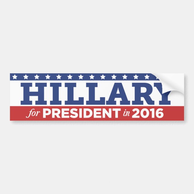 Hillary Clinton For President 2016 Bumper Sticker (Front)