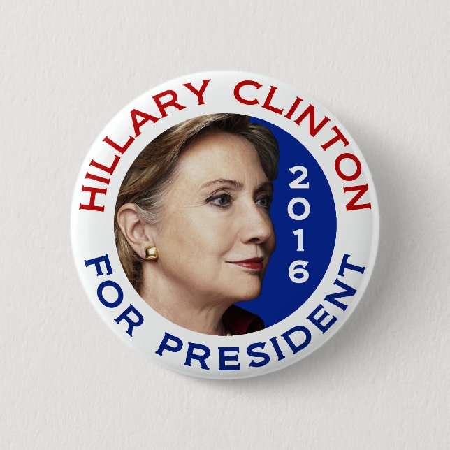 Hillary Clinton For President 2016 Pinback Button (Front)