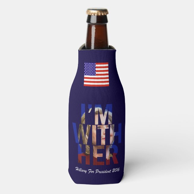 Hillary Clinton For President Bottle Cooler (Bottle Front)