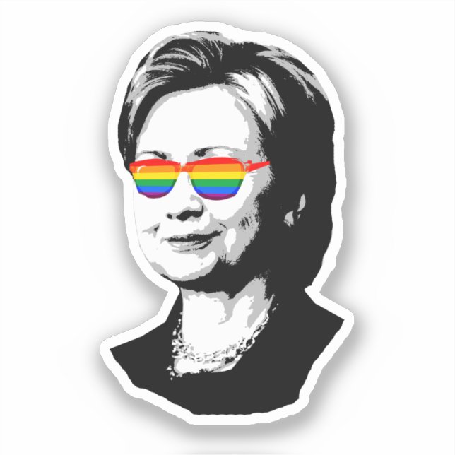 Hillary Clinton Gay Pride Sticker (Front)