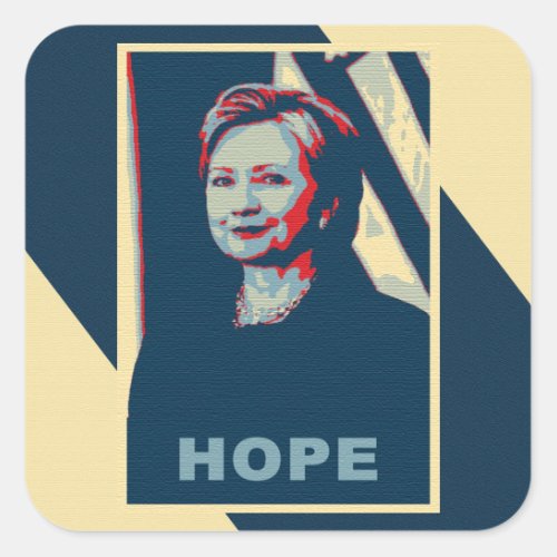 Hillary Clinton Hope Pop Art Square Sticker