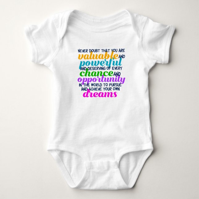 Hillary Clinton Inspirational Dreams Quote Baby Bodysuit (Front)