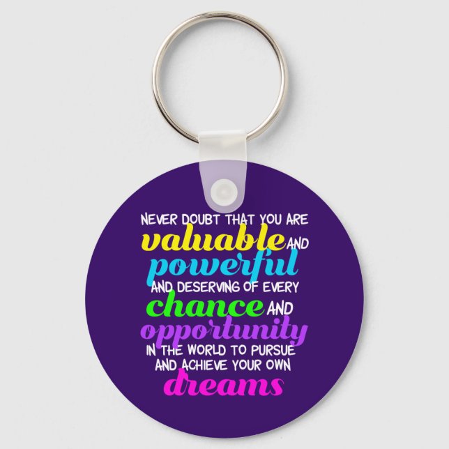 Hillary Clinton Inspirational Dreams Quote Keychain (Front)