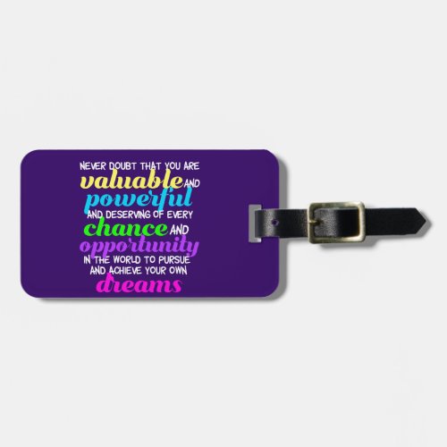 Hillary Clinton Inspirational Dreams Quote Luggage Tag