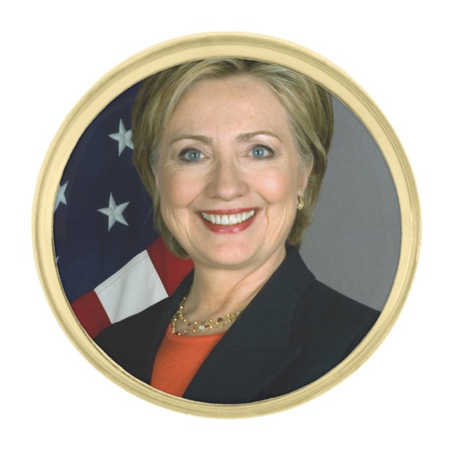 Hillary Clinton Official Portrait Gold Finish Lapel Pin (Front)