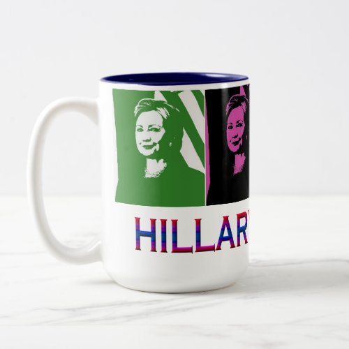 Hillary Clinton Pop Art 15 oz Two_Tone Mug