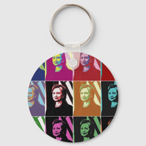 Hillary Clinton Pop Art Basic Button Keychain