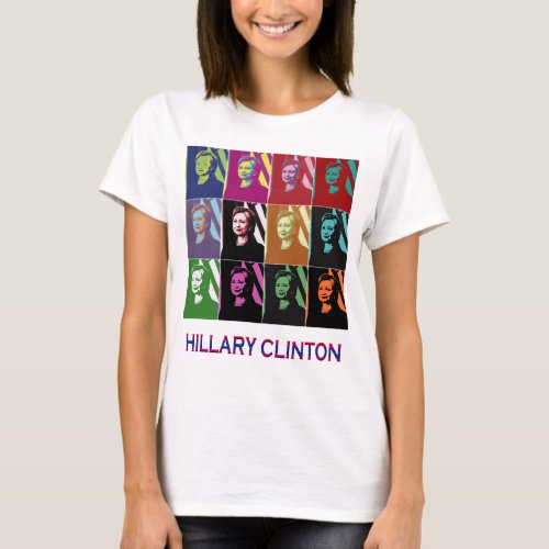 Hillary Clinton Pop Art Womens Basic T_Shirt