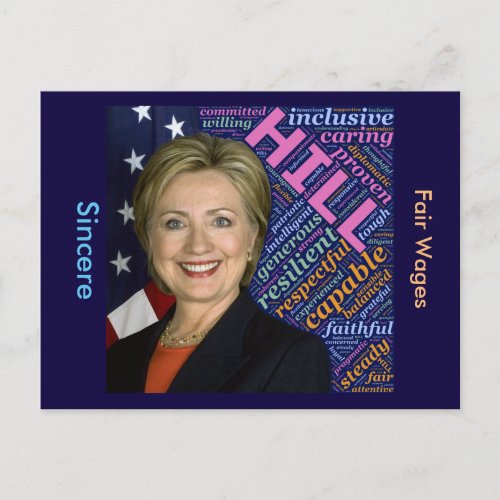 Hillary Clinton Pres Flag  Caring Words Postcard