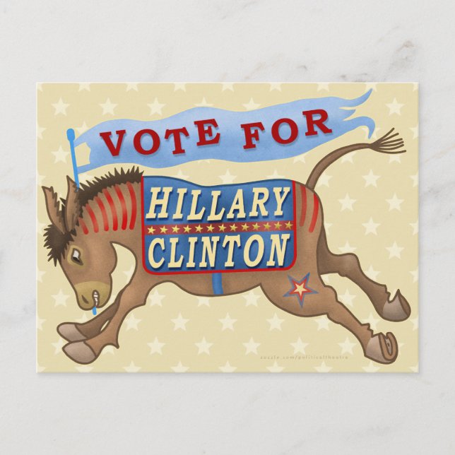 Hillary Clinton President 2016 Democrat Donkey Postcard (Front)