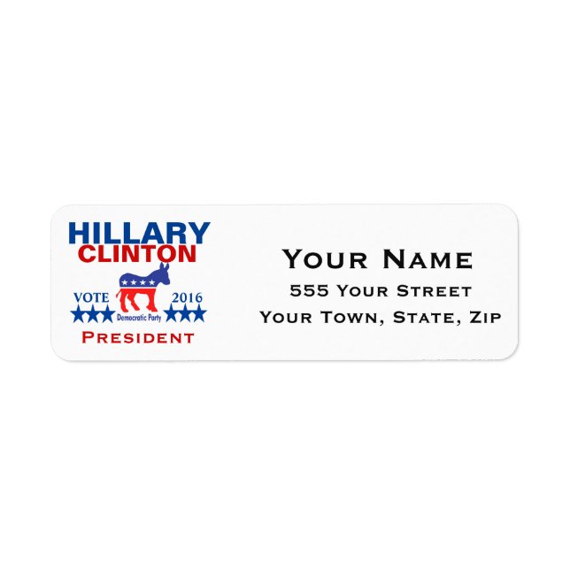 Hillary Clinton President 2016 Label (Front)