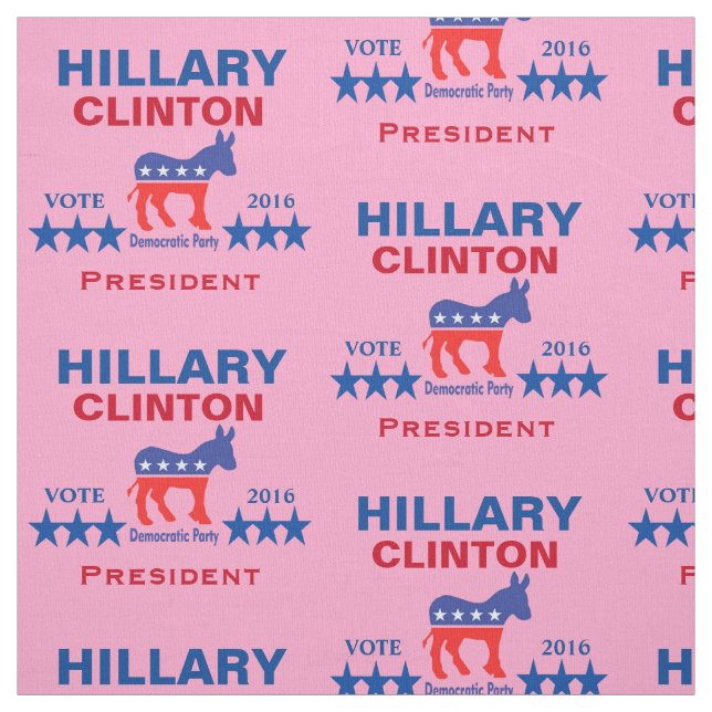 Hillary Clinton President 2016 Pink Fabric (Swatch)