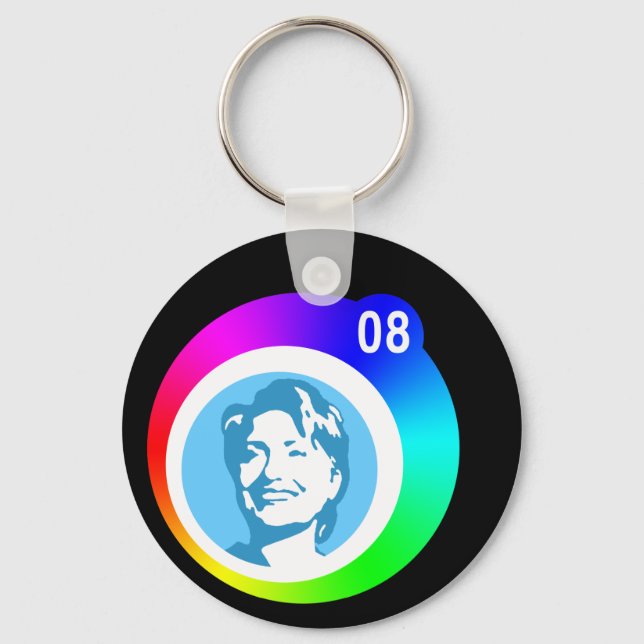 hillary clinton. rainbow bubbles. keychain (Front)