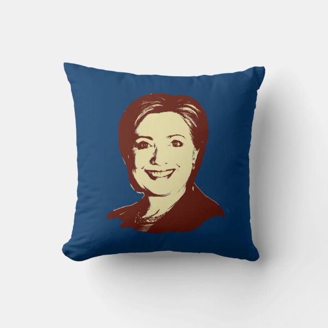 HILLARY CLINTON RED HEAD THROW PILLOW (Front)