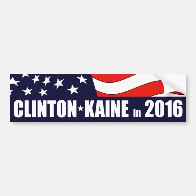 Hillary Clinton Tim Kaine 2016 American Flag Bumper Sticker (Front)