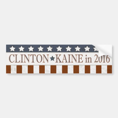 Hillary Clinton Tim Kaine 2016 Stars Stripes Bumper Sticker