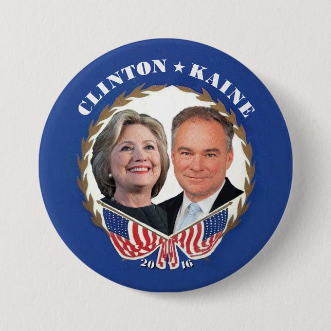 (Hillary) CLINTON * (Tim) KAINE Button (Front)