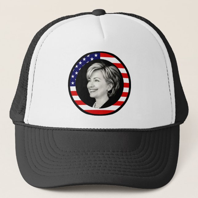 hillary clinton : us flag : picturesque : trucker hat (Front)