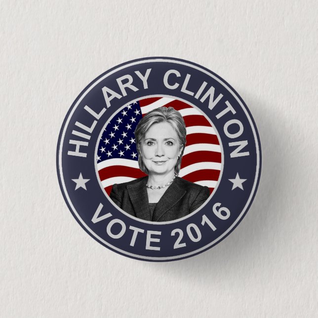 Hillary Clinton US Flag Pinback Button (Front)